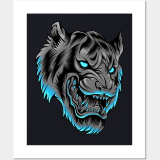 Tiger Head in neon color Posters and Art